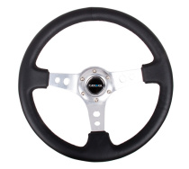 NRG Sportratt Läder med Silver Centrum 350mm (3'' Djup)
